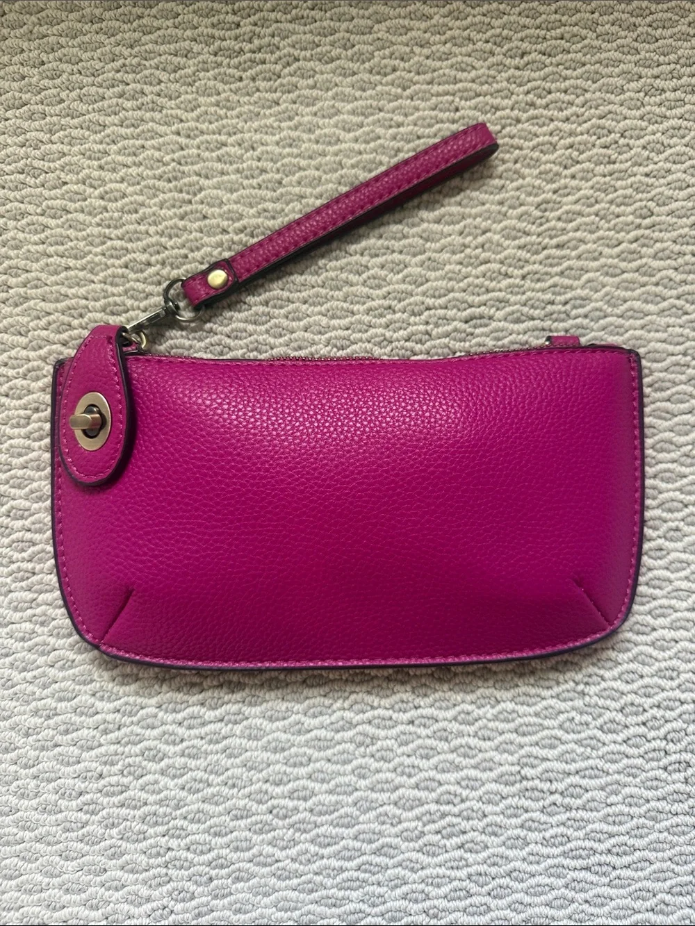 Fuchsia faux Leather Wristlet Clutch